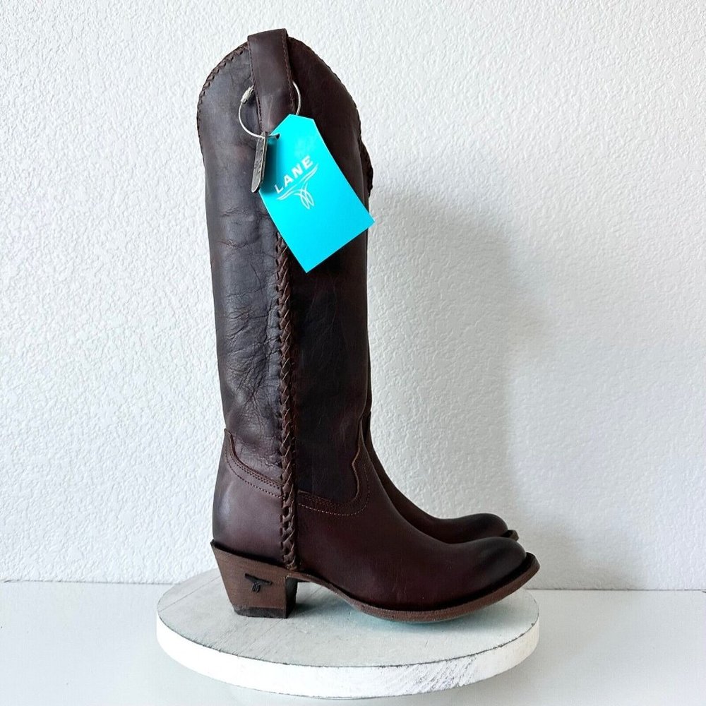 Women’s Brown Leather Heeled Boots - Picture 3 of 12